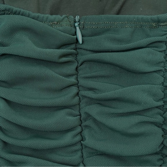 THATSSOFETCH Ballina Mesh Ruched Mini Dress Bodycon Y2K Emerald Green AU 8 US 4 - Picture 10 of 14
